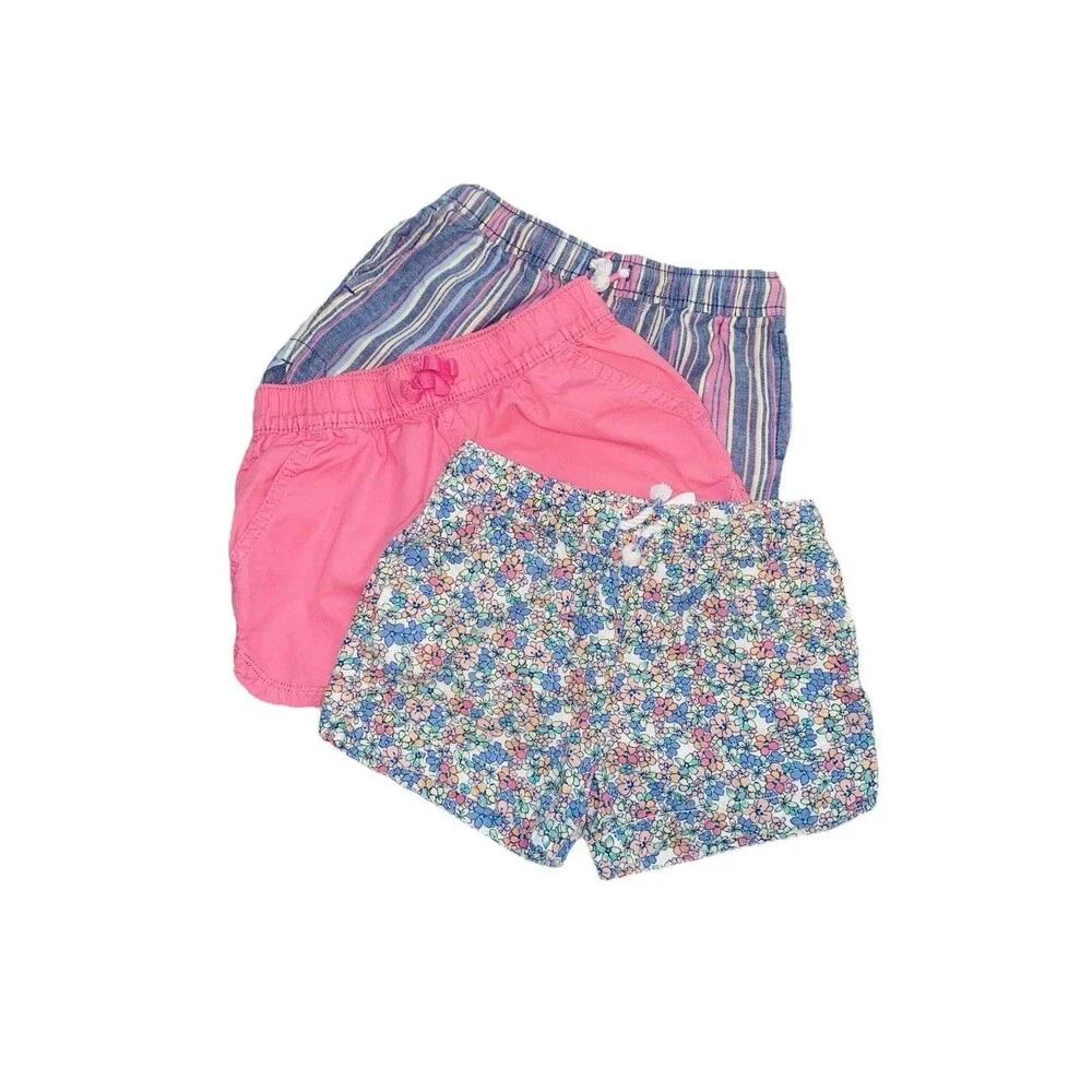 Girls Shorts Lot 6 6X 7 OshKosh Linen Floral Striped Pink Cottagecore Coquette